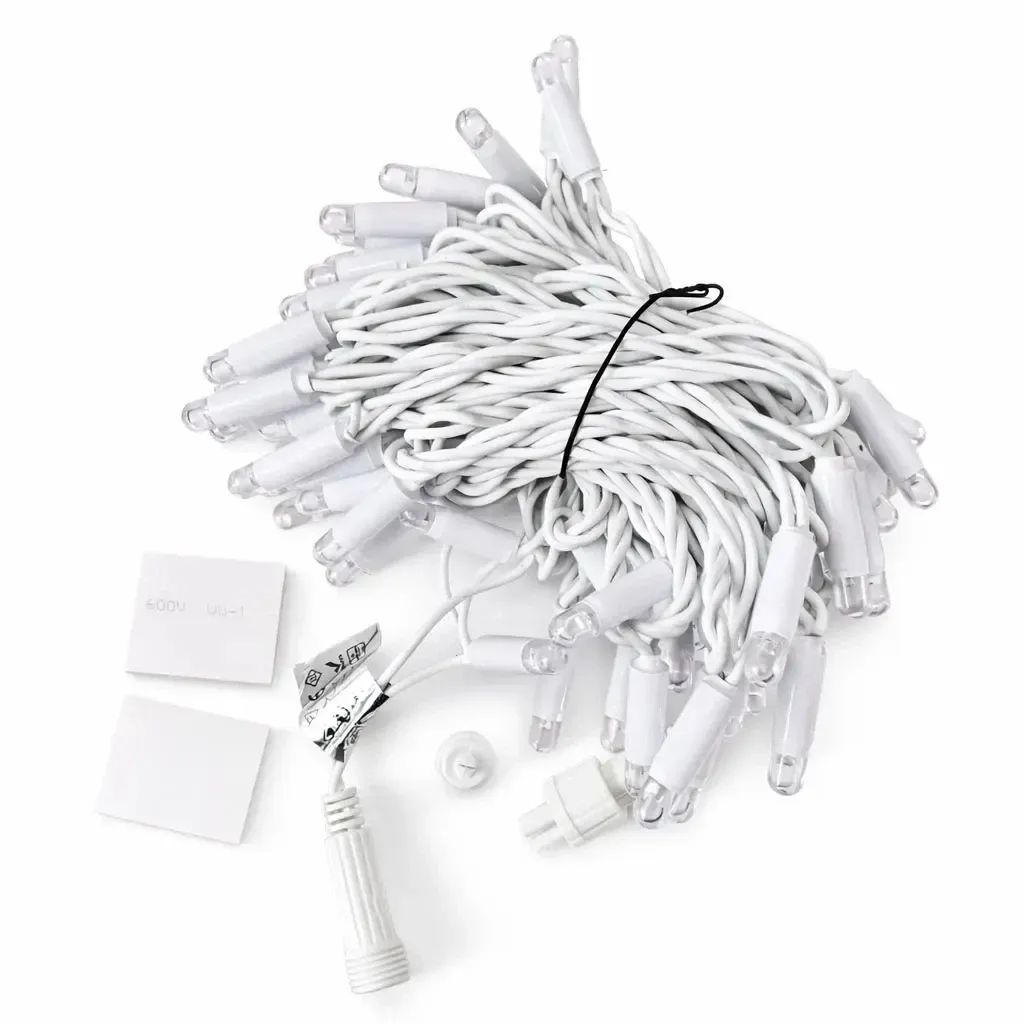 Guirlande lumineuse LED Eco fix 10 m, 60 LED plus lumineuses, blanc chaud, 36 V, câble blanc, IP44