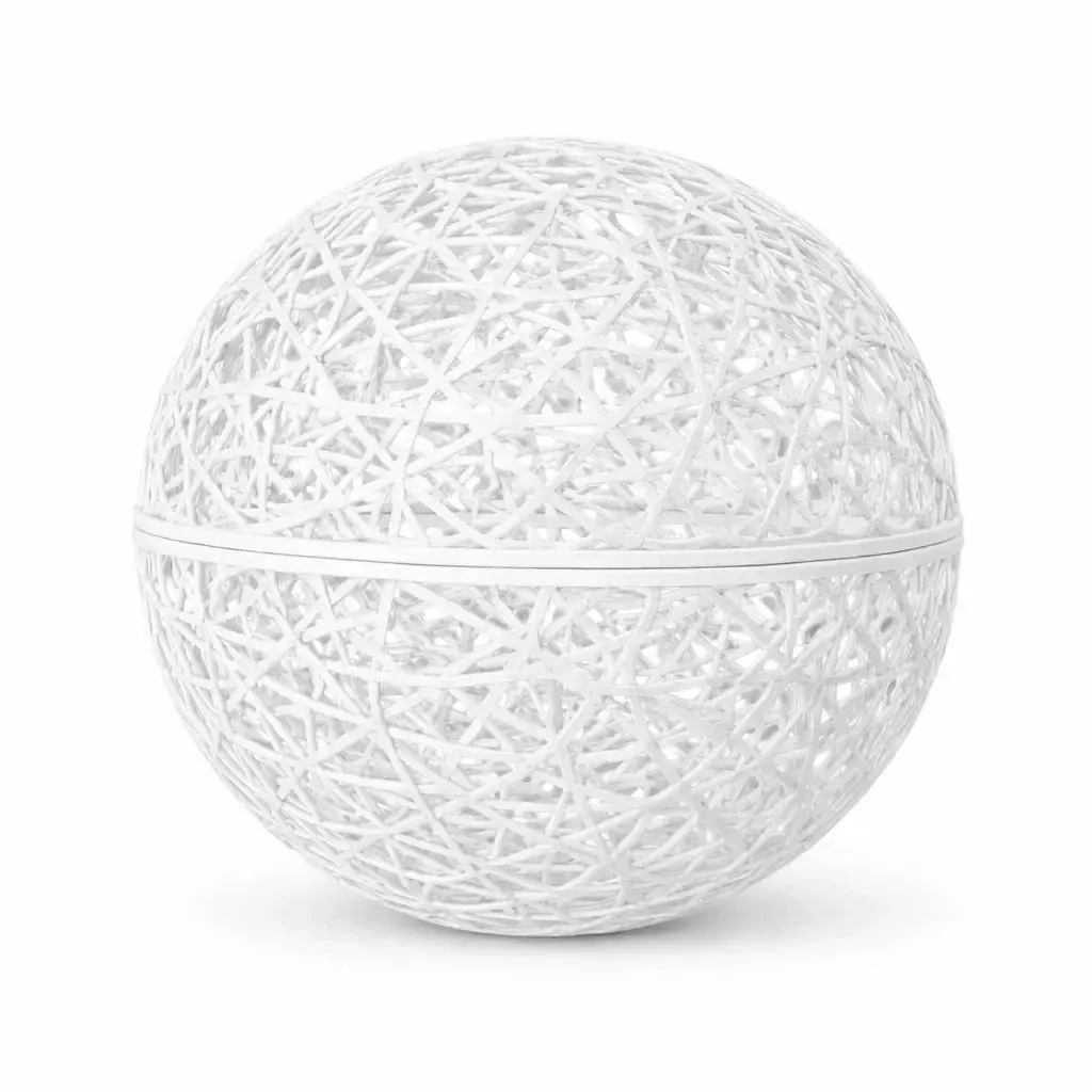 Sphère 3D en fibre de verre, 25 cm de diamètre, blanche, non éclairée