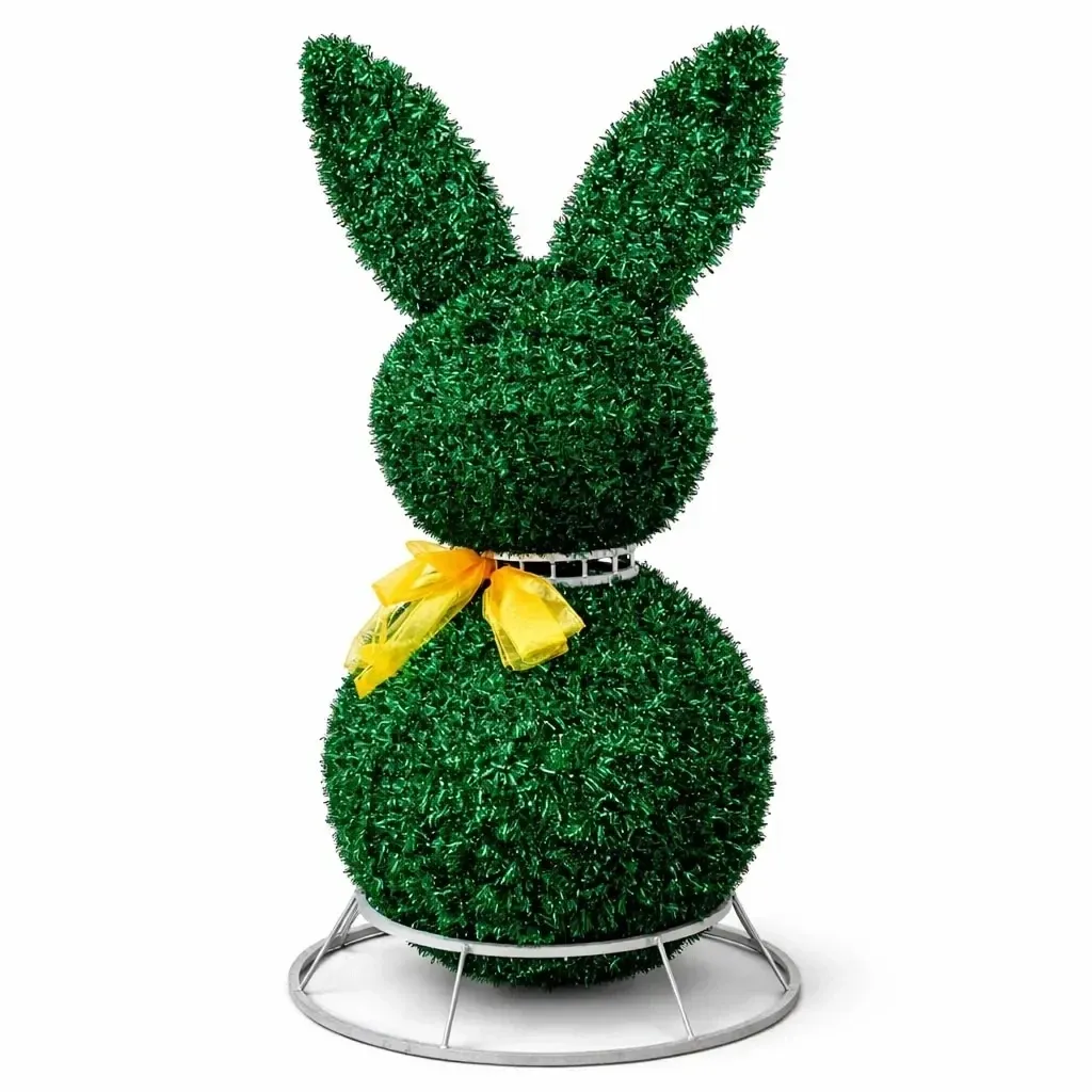 DEDH - fabrication - Lapin de Pâques 3D, 240 cm, fibre de verre, aluminium, tapis vert, non illuminé, en 2 parties