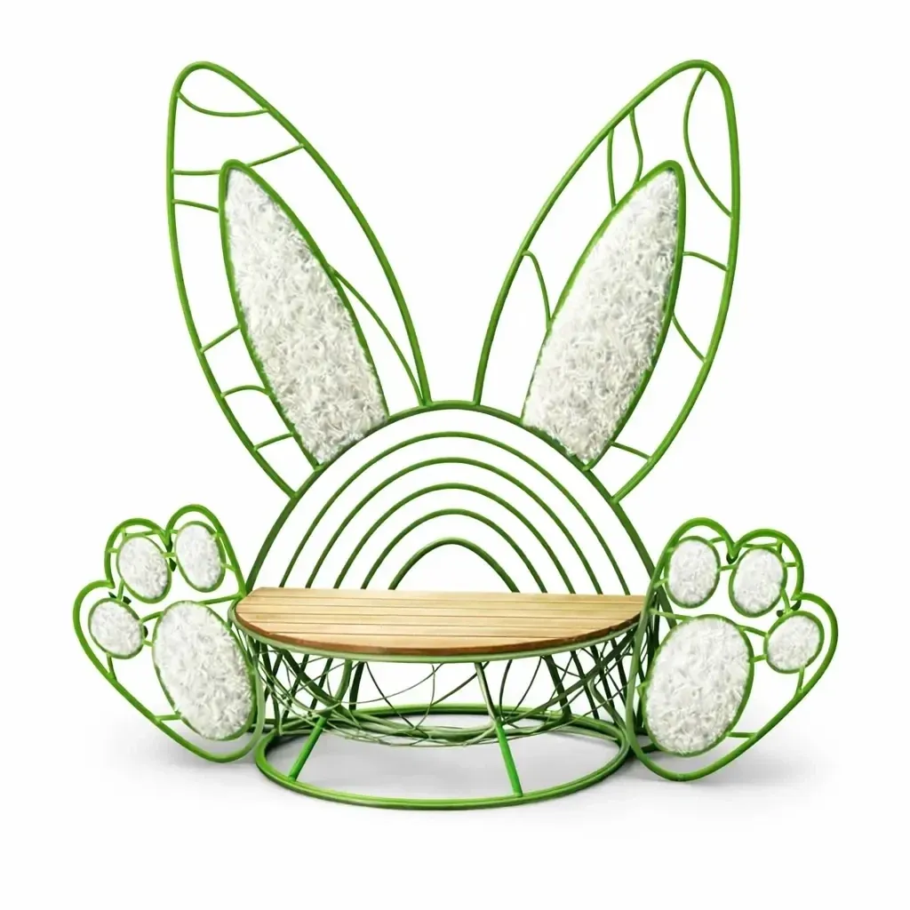 Décoration de Pâques 3D banc Lapin de Pâques photopoint, 180 × 180 cm, blanc chaud
