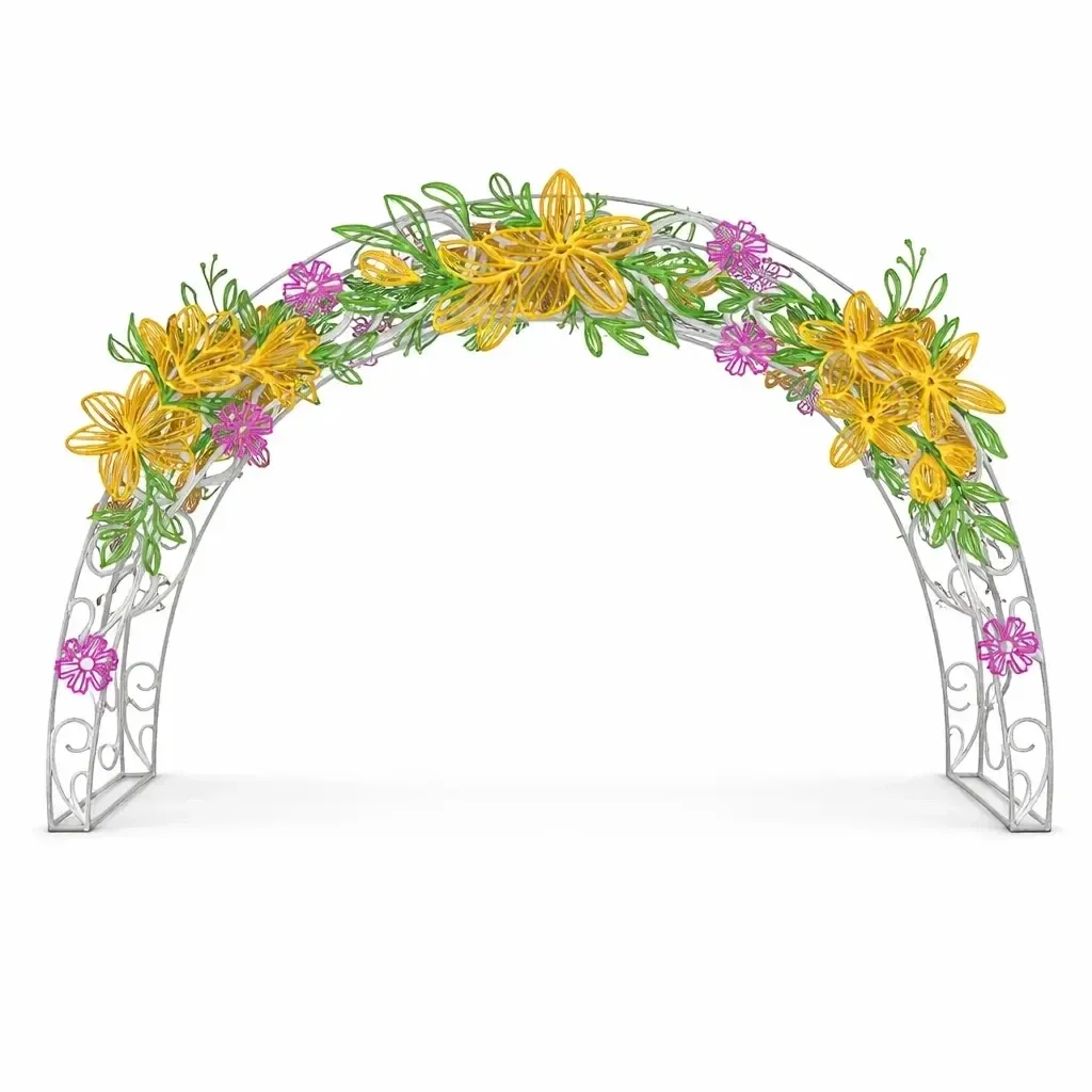 Portail de fleurs de Pâques en 3D, 430 × 250 × 60 cm, non lumineux
