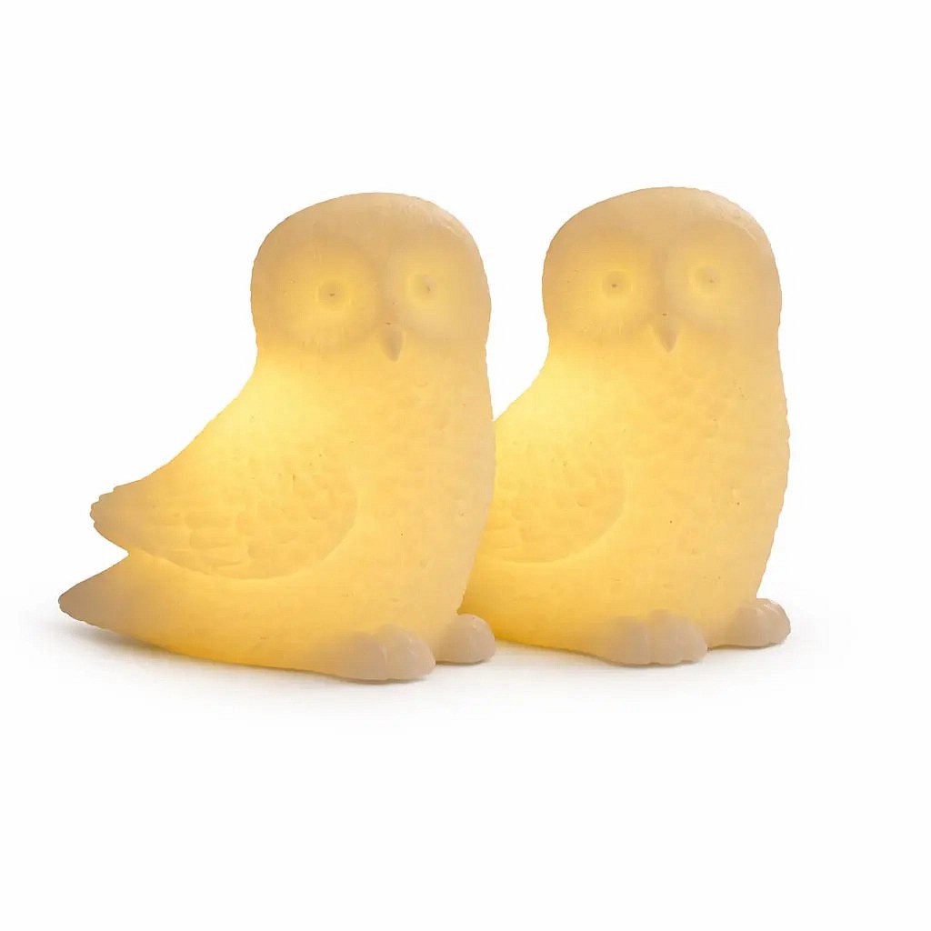 Bougies LED en cire véritable fonctionnant à piles, motif chouette, blanches, 10 × 10 cm, lot de 2, CR2032