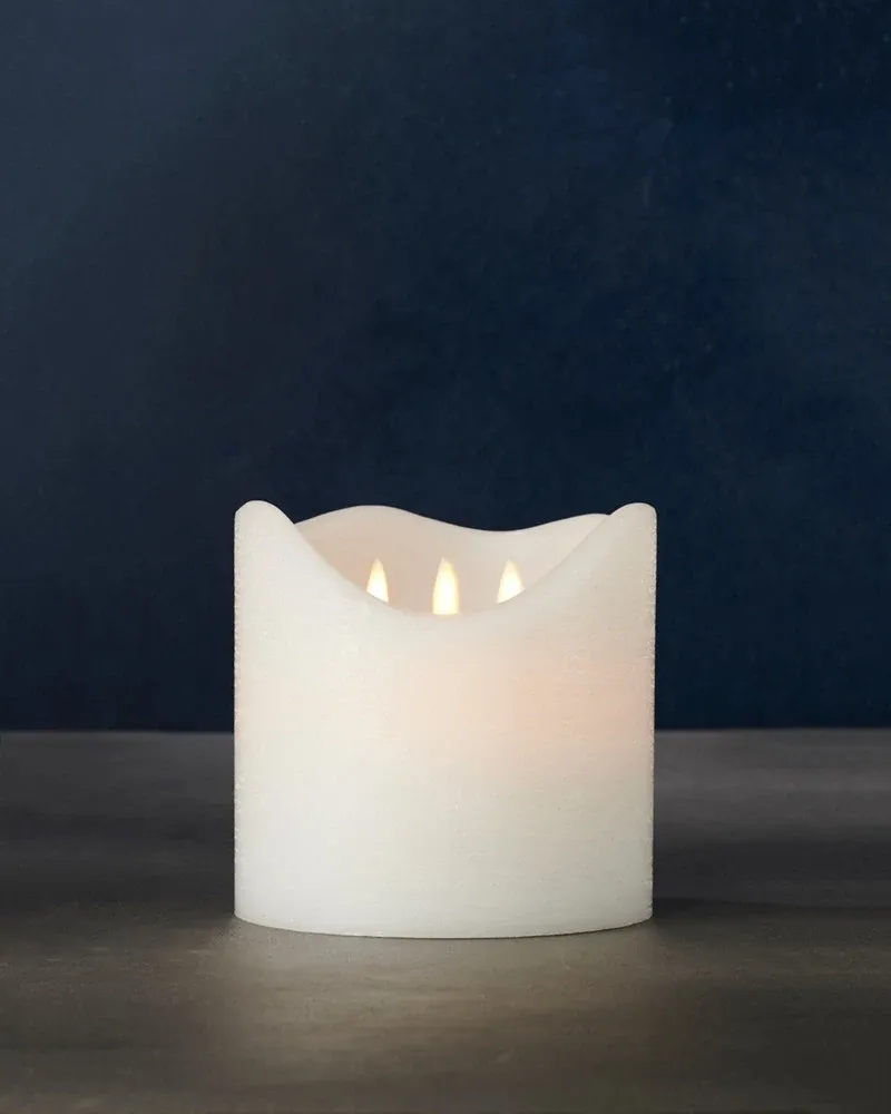 Télécharger Bougie LED Wax Sara exclusive 3 mèches, 15 x 15 cm, blanc
