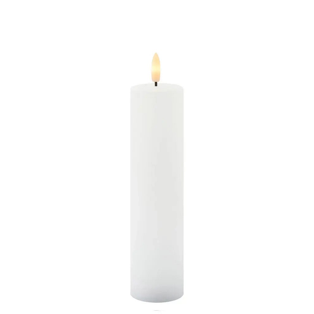 Bougie LED en véritable cire de Sille, blanche, Ø 5 × 20 cm, 2 × AA