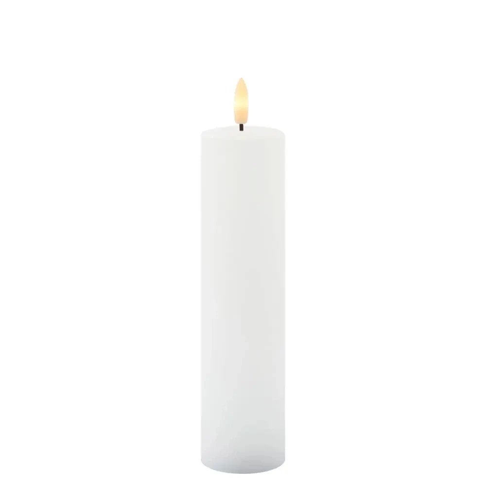Bougie LED à piles, cire Sille, Ø 5 × 25 cm, blanc, 2 × AA