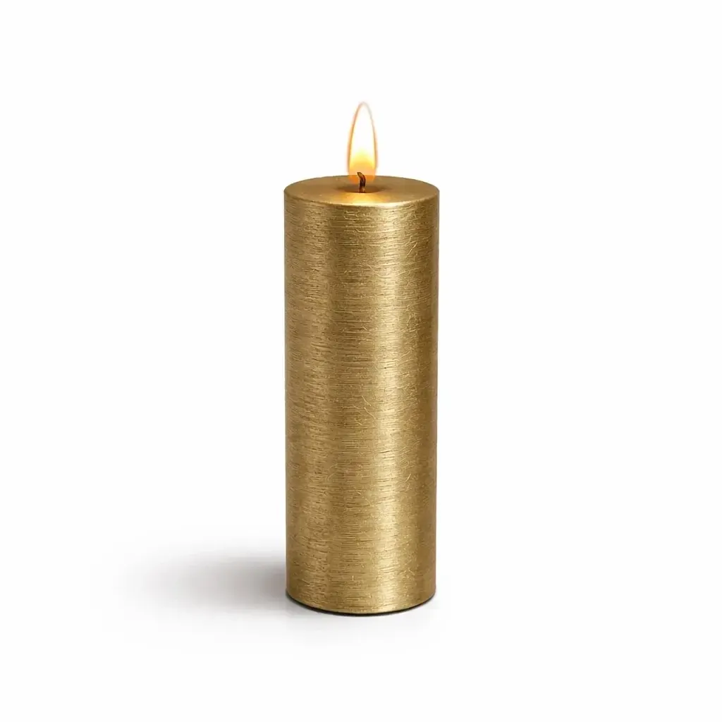 Bougie LED à piles, cire Sille, Ø 5 × 15 cm, or, 2 × AA