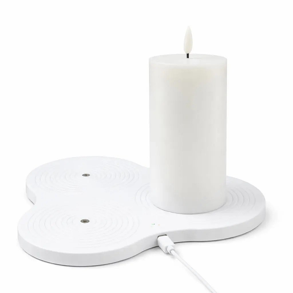 Support de recharge pour bougies rechargeables à 3 LED, blanc