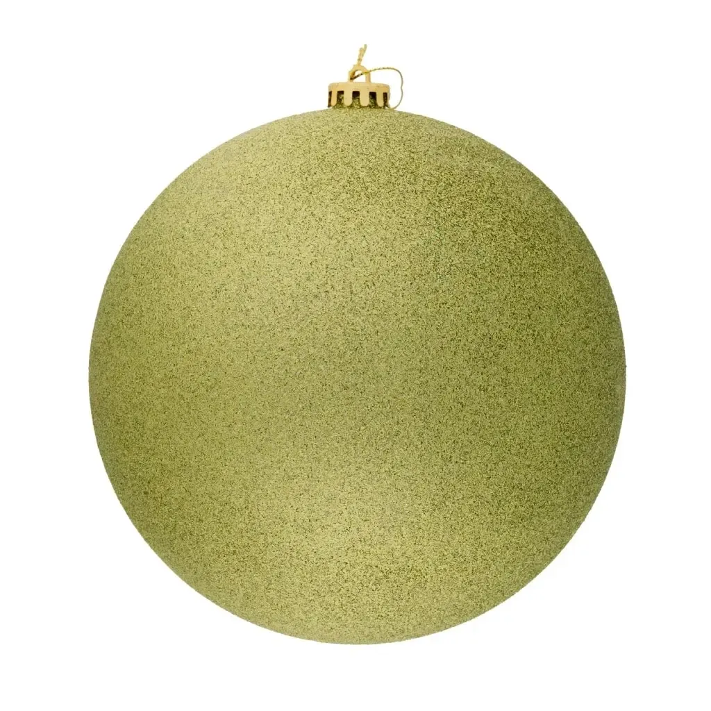 Grand ornement de Noël 20 cm boule en plastique vert pomme pailleté