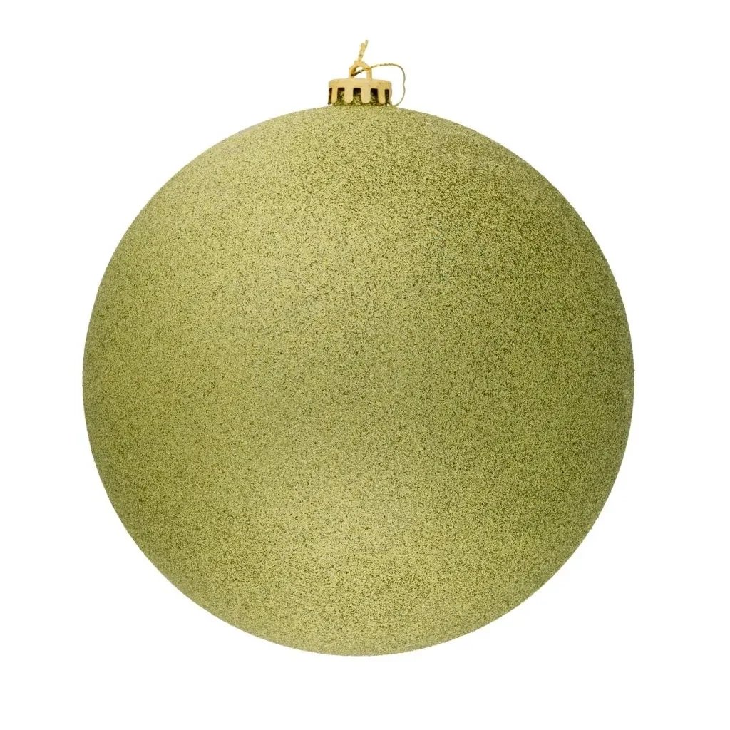 Grand ornement de Noël 30 cm boule en plastique vert pomme pailleté