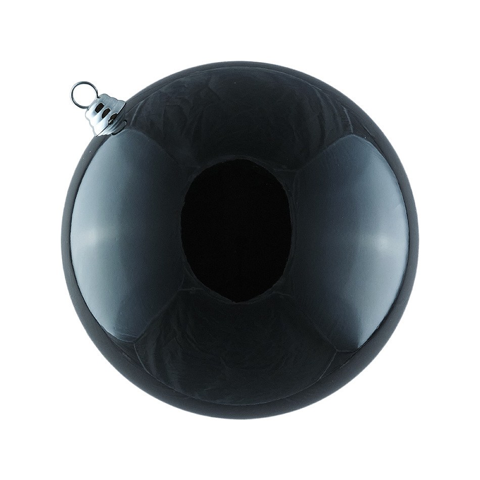 Grand ornement de Noël 30 cm boule en plastique noir brillant