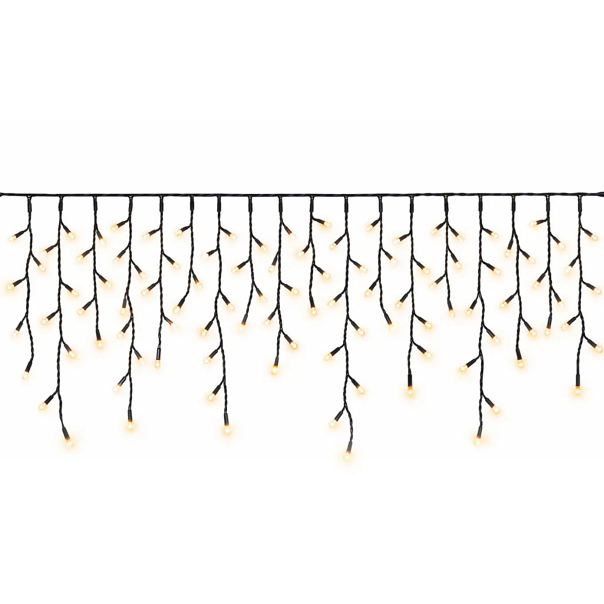 Easy Fix : guirlande lumineuse LED d'extérieur en forme de glaçons, 300 × 50 cm, blanc chaud, 114 LED, câble noir, IP67, rallonge
