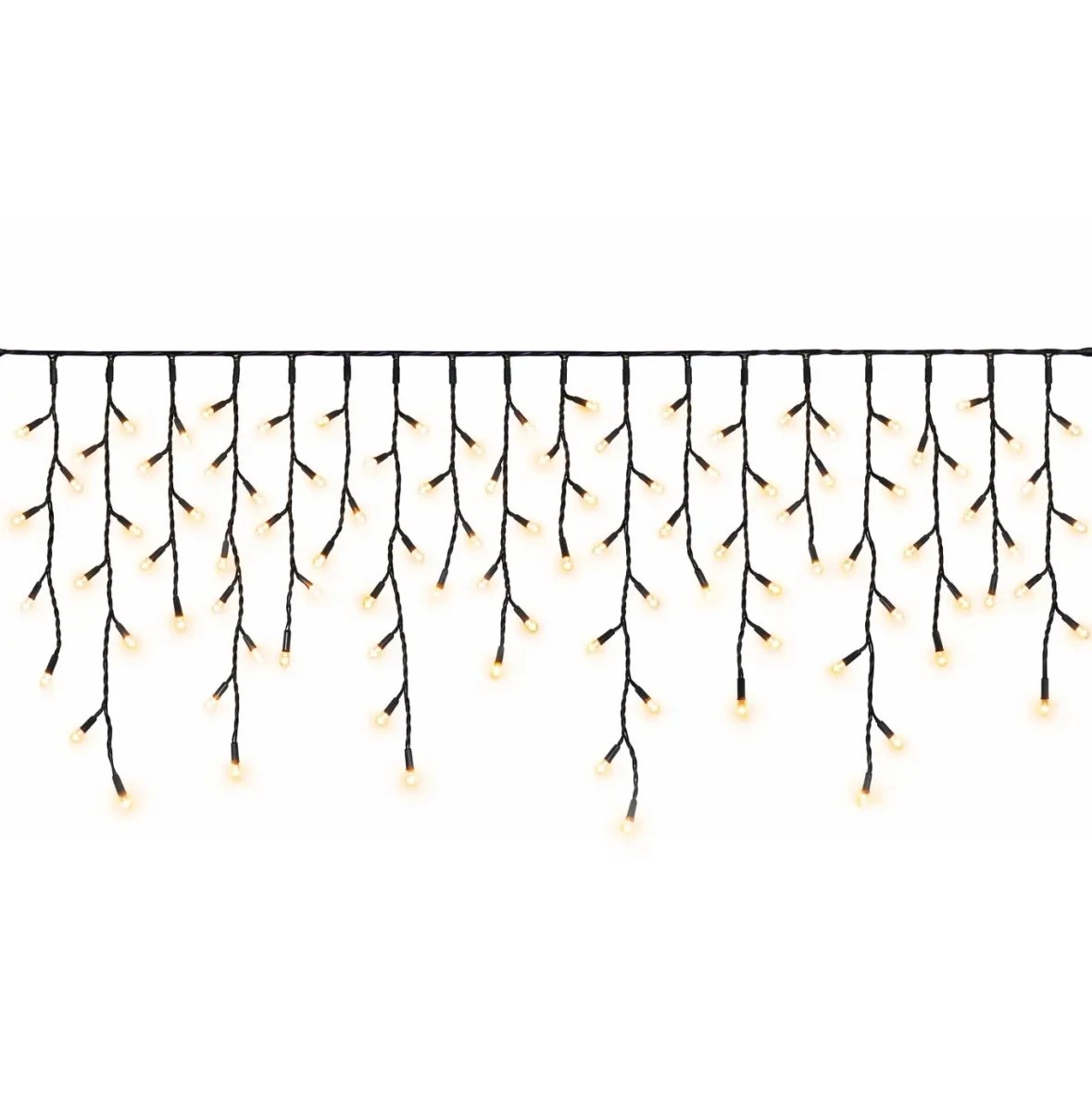 Easy Fix : guirlande lumineuse LED d'extérieur en forme de glaçons, 300 × 50 cm, blanc chaud, 114 LED, câble noir, IP67, rallonge