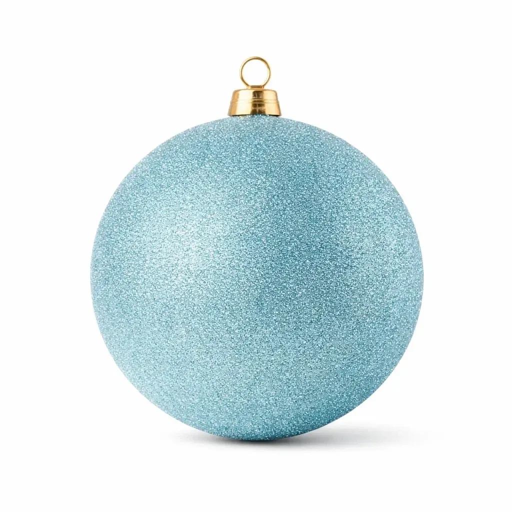 Grand ornement de Noël 30 cm boule en plastique bleu clair pailleté
