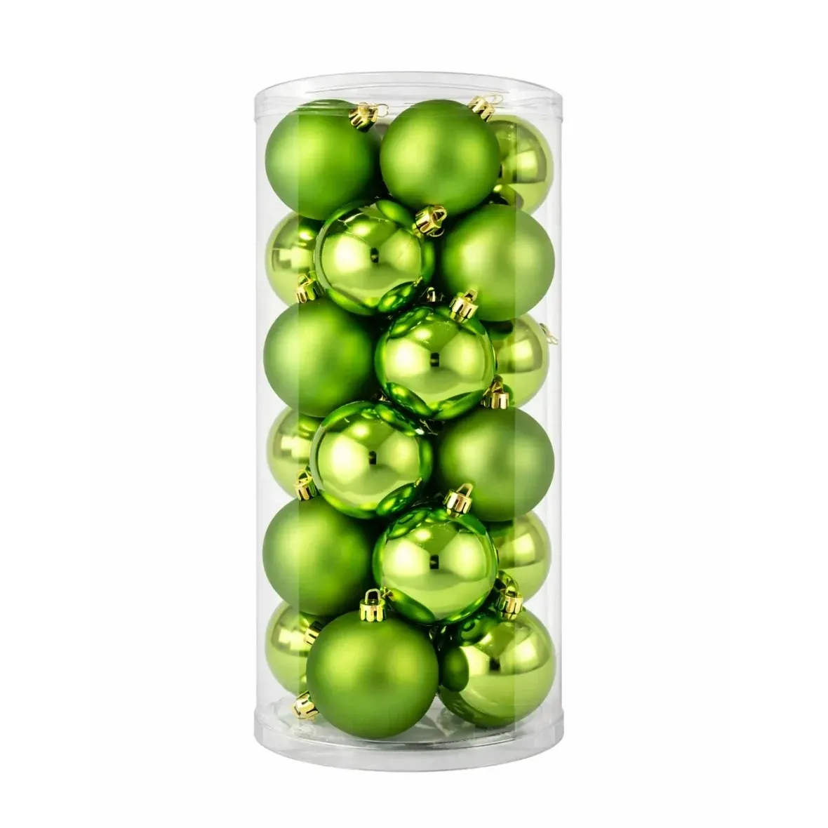 Production Set de décorations de Noël vertes boules en plastique de 6 cm, 12× brillantes, 12× mates, paquet de 24