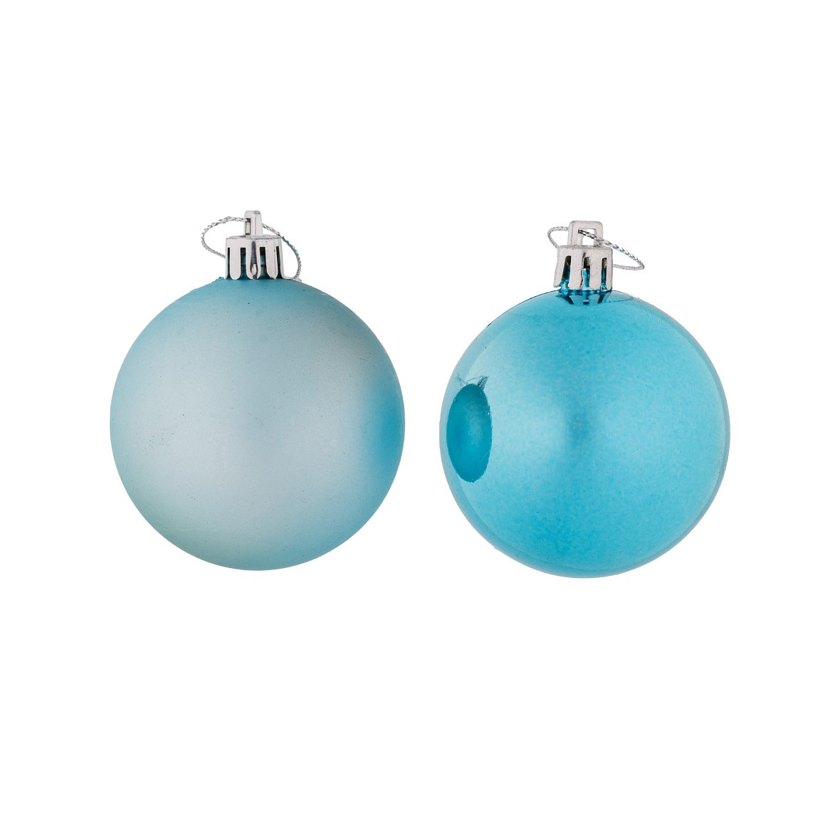 Set de boules de Noël turquoise de 6 cm en plastique, 12× brillantes, 12× mates, paquet de 24