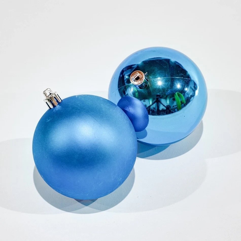 Production - Boules en plastique, d. 8 cm, turquoise, 12x brillant, 12x mat