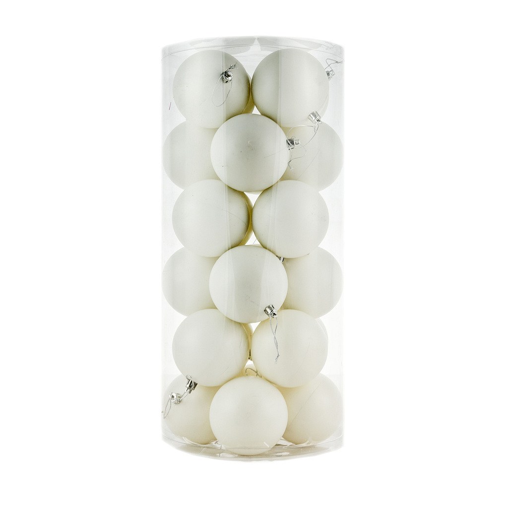 Production Boules en plastique, d. 8 cm, blanc, 24x mat