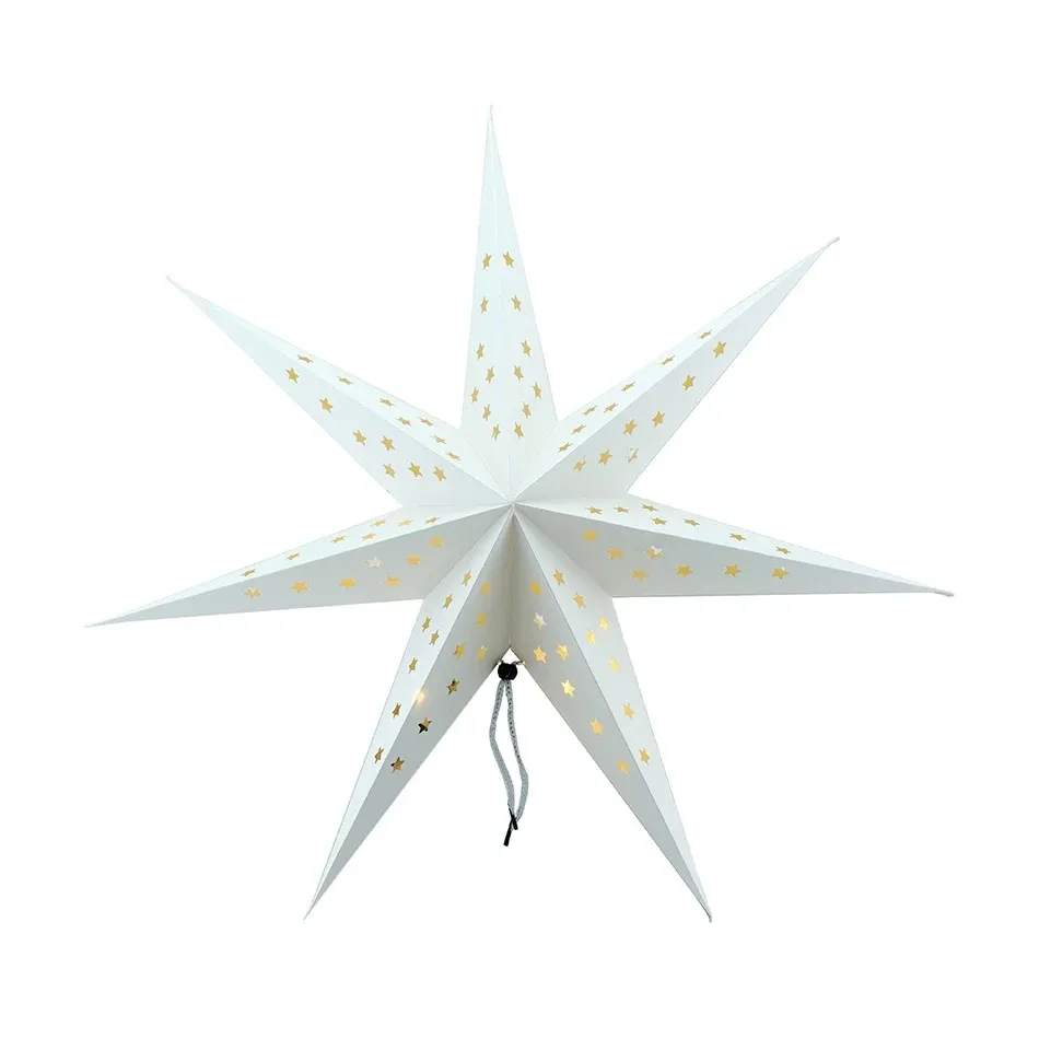 Étoile en papier illuminée par LED pour fenêtre 60 cm, fonctionne avec des piles AA