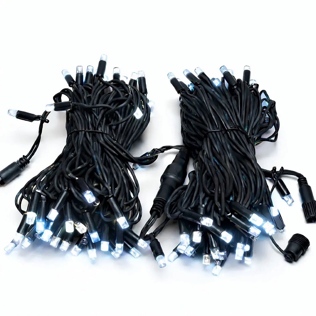 Chaîne lumineuse Easy Fix 20 m extérieur led blanche avec FLASH, 120 diodes, câble noir IP67, 2×10 m, extension