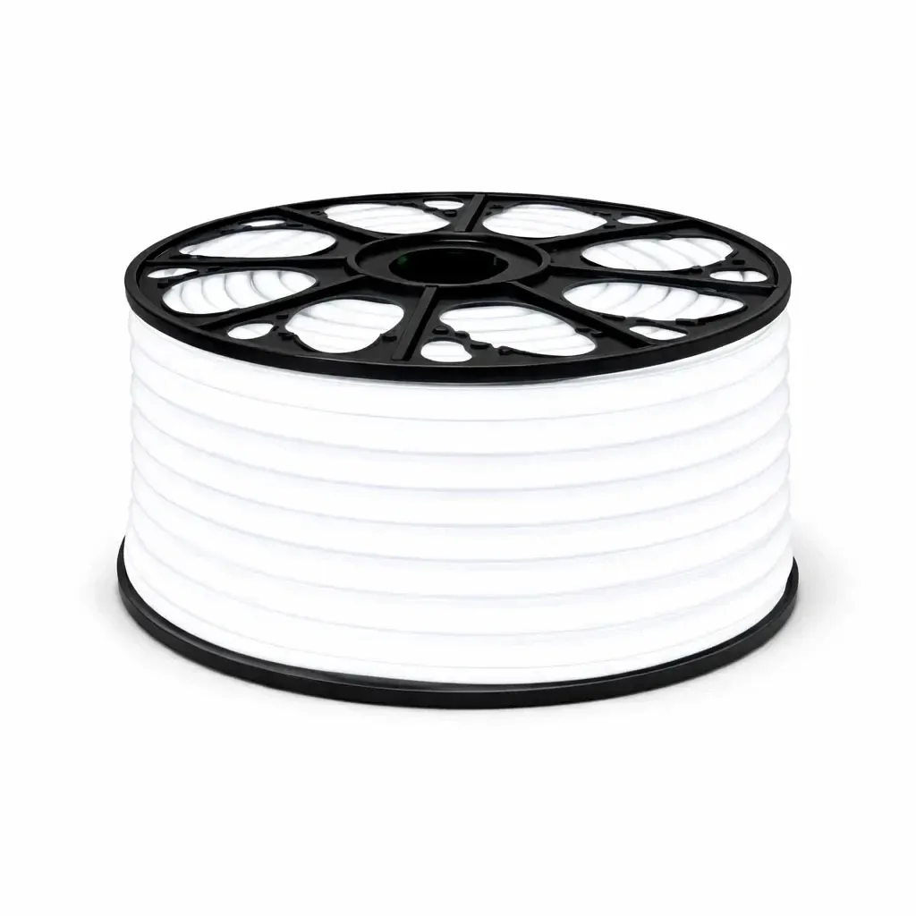 Guirlande lumineuse LED Easy Fix « Neon » d'extérieur, 50 m, type D (unifaciale), blanc glacé, 3 000 LED, câble blanc, IP67, bobine