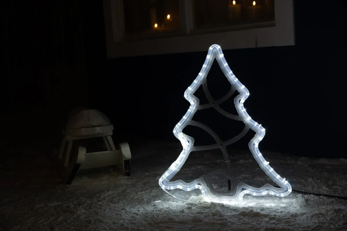 Sapin lumineux LED Easy Fix 2D, 49 × 58 × 2 cm, blanc chaud, impression 3D, DZX0091S1