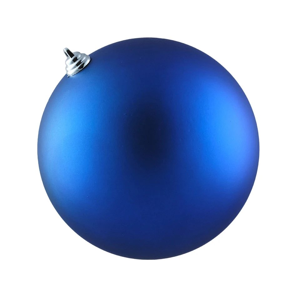 Grande boule de Noël 20 cm, bleu mat, plastique, extérieur