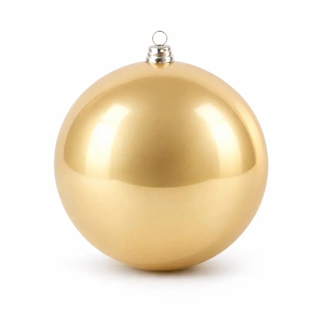 Grand ornement de Noël 30 cm boule en plastique Champagne brillant