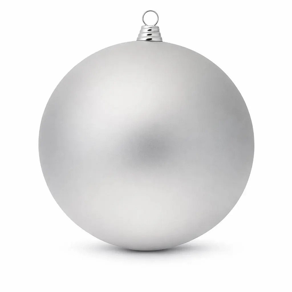 Grande boule de Noël 30 cm en plastique argenté mat