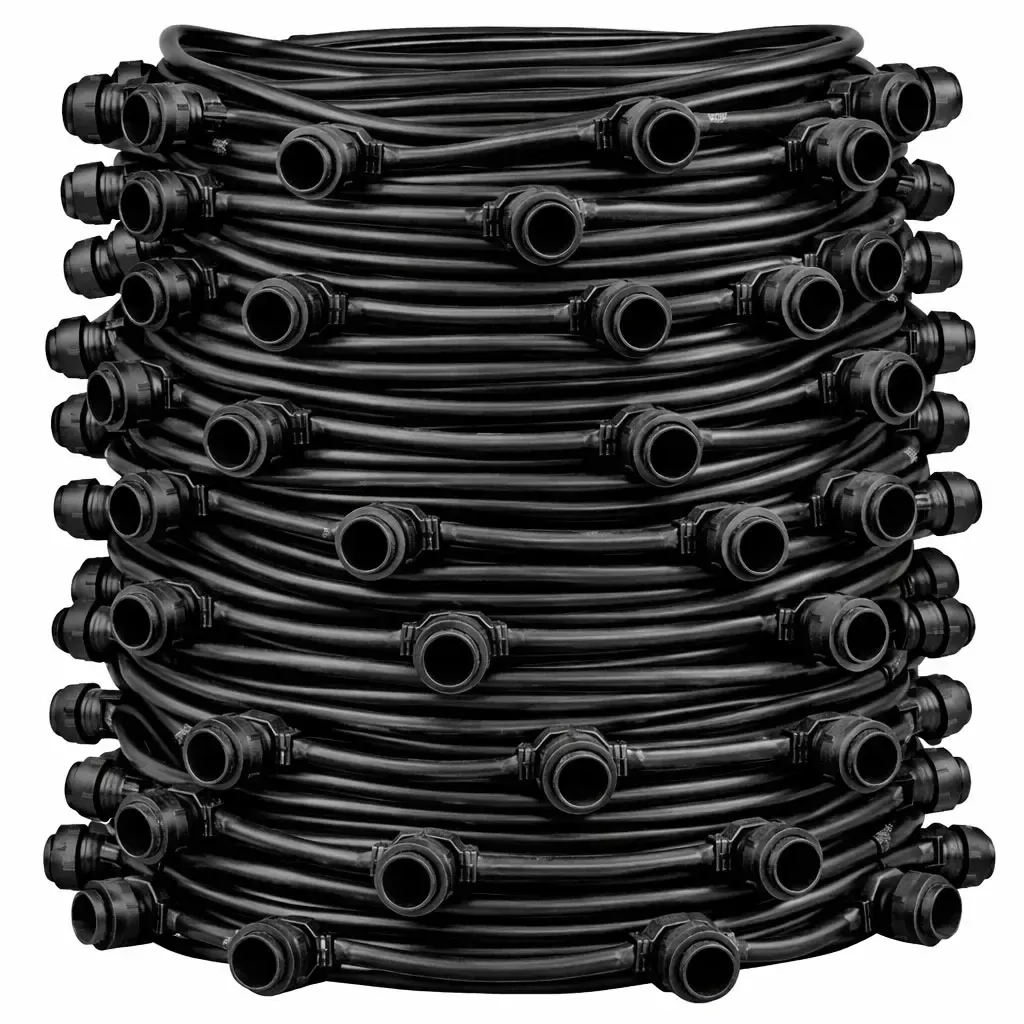 Guirlande lumineuse Easy Fix, d'extérieur, 50 m, pour 100 ampoules E27, câble noir, IP67, sans ampoules, bobine