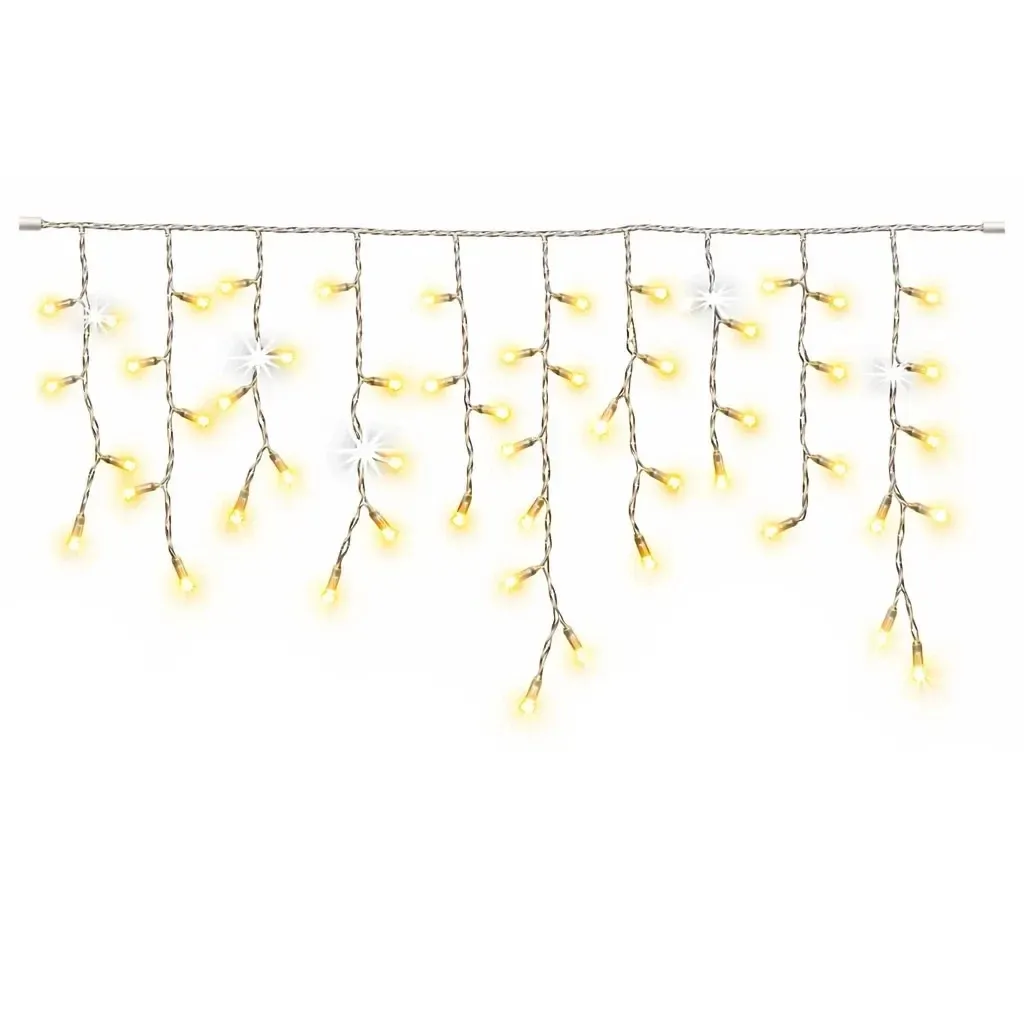 Easy Fix - Guirlande LED d'intérieur « stalactites », 300 × 50 cm, blanc chaud avec effet FLASH, 114 LED, câble transparent, IP20, rallonge