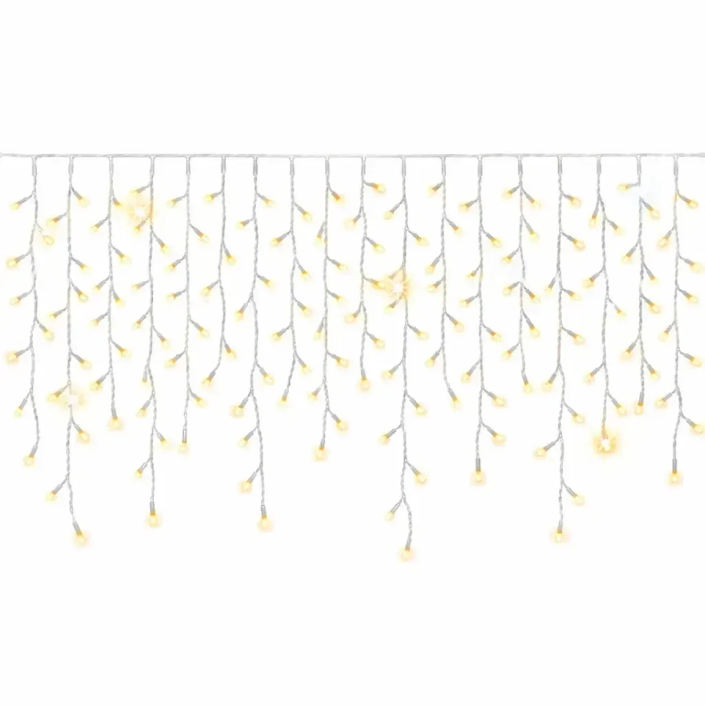 Easy Fix : guirlande lumineuse LED d'extérieur en forme de glaçons, 300 × 90 cm, blanc chaud avec effet FLASH, 174 LED, câble blanc, IP44, rallonge