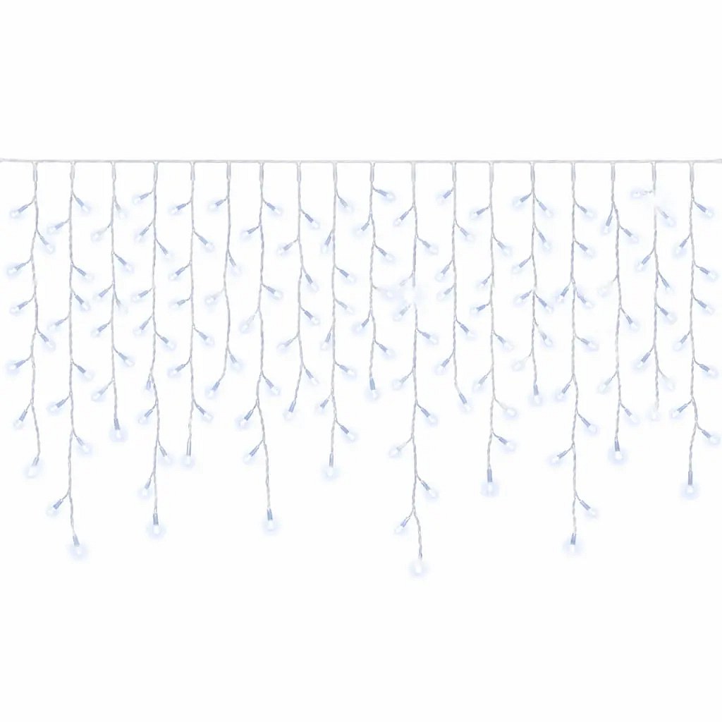 Glaçons LED d'extérieur Easy Fix, lumineux, 300 × 90 cm, blanc glacé avec effet FLASH, 174 diodes, câble blanc, IP67