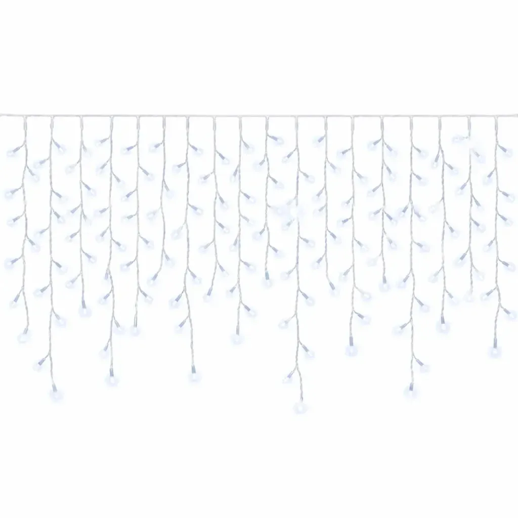 Glaçons LED d'extérieur Easy Fix, lumineux, 300 × 90 cm, blanc glacé avec effet FLASH, 174 diodes, câble blanc, IP67