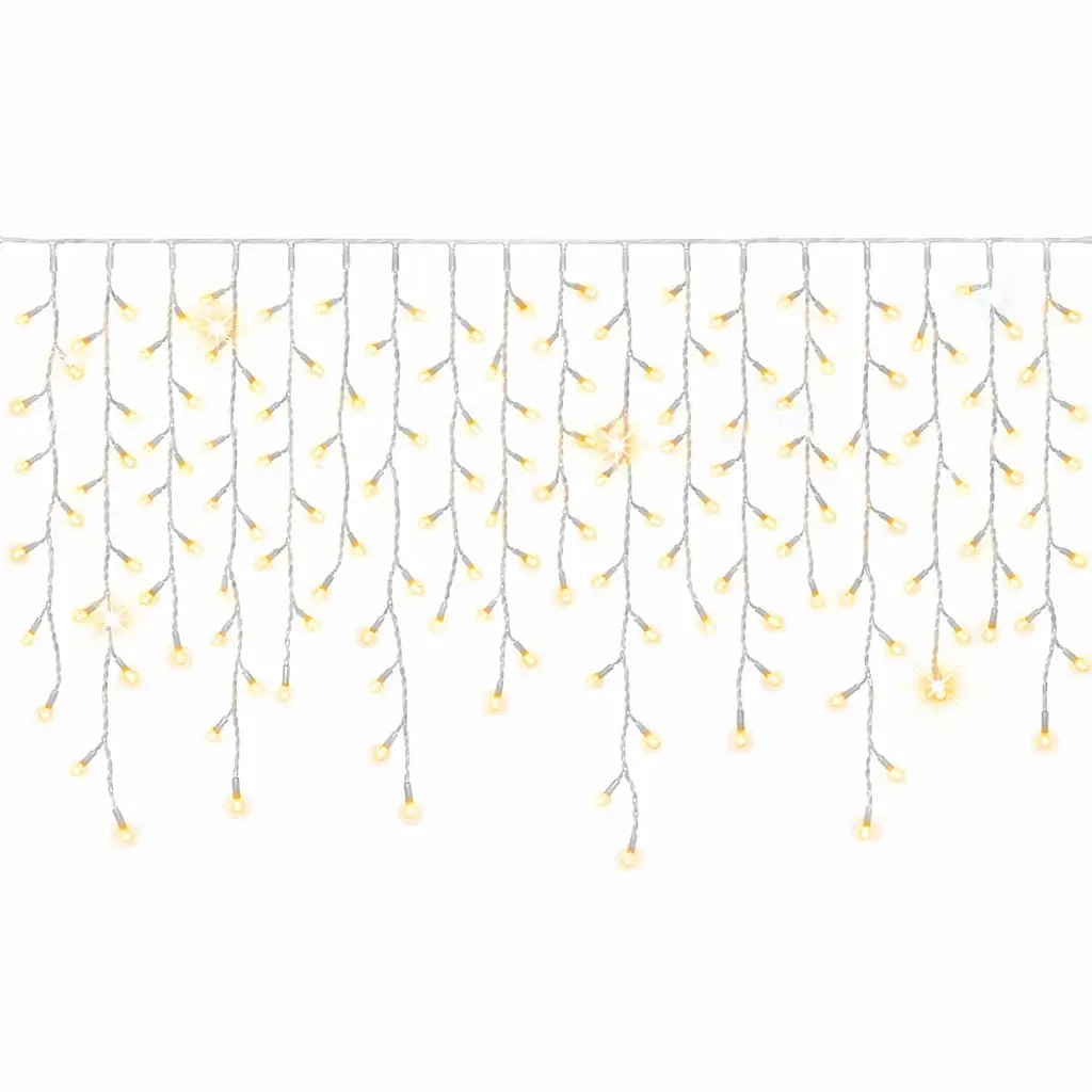 Easy Fix : stalactites LED d'extérieur, 300 × 90 cm, blanc chaud avec effet FLASH, 174 diodes, câble blanc, IP67, rallonge