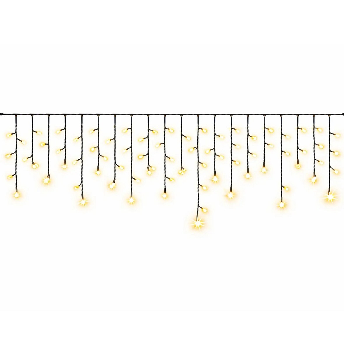 Easy Fix : guirlande lumineuse LED d'extérieur en forme de glaçons, 300 × 50 cm, blanc chaud avec effet FLASH, 114 LED, câble noir, IP67, rallonge