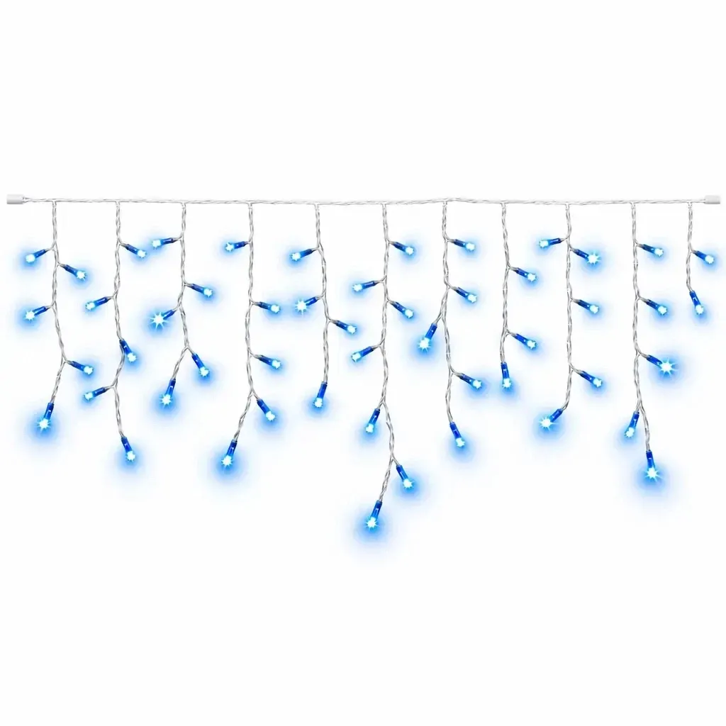 Guirlande lumineuse LED d'extérieur Easy Fix « glaçons », 300 × 50 cm, bleue, 114 LED, câble blanc, IP44, rallonge