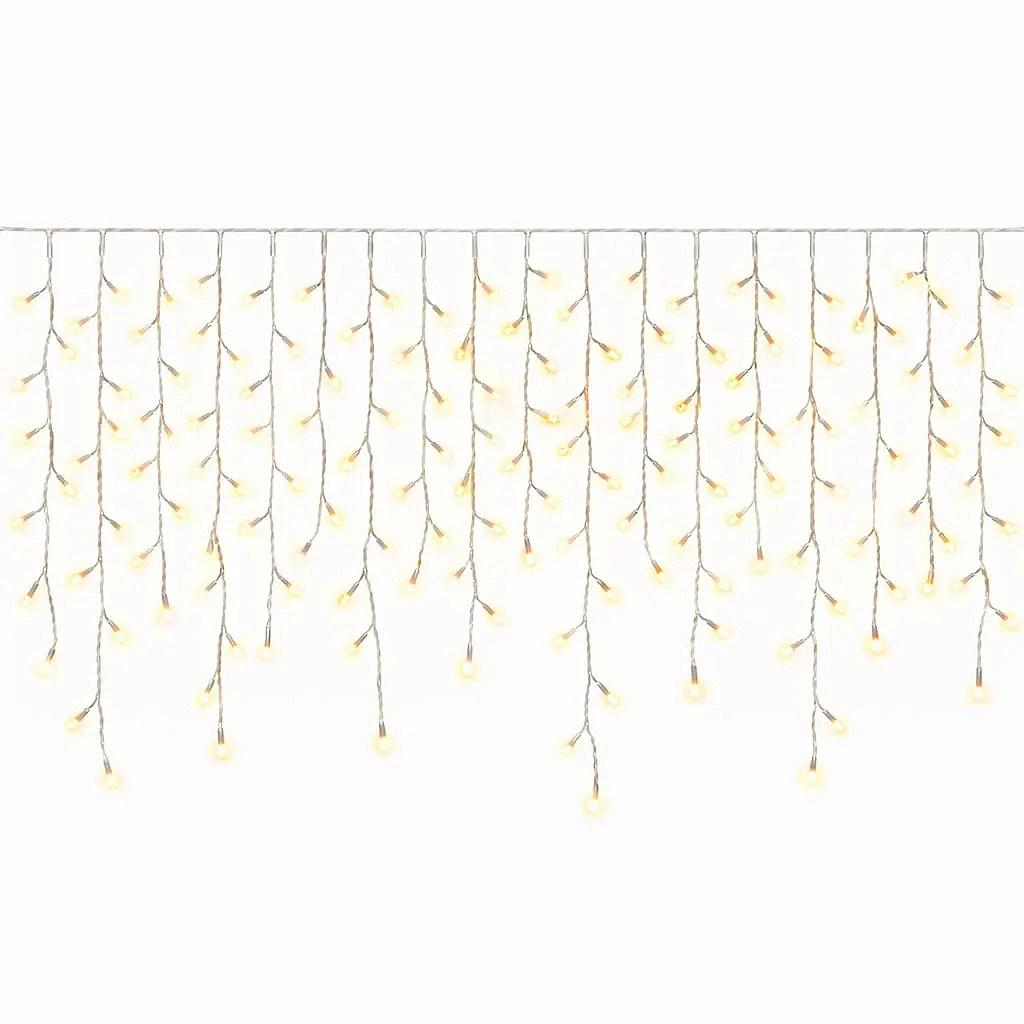 Easy Fix : guirlande lumineuse LED d'extérieur en forme de glaçons, 300 × 90 cm, blanc chaud, 174 LED, câble blanc, IP67, rallonge