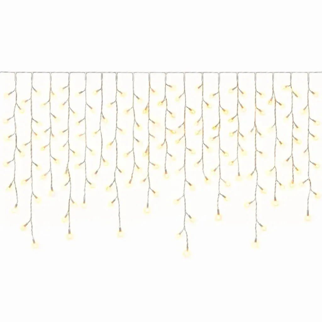 Easy Fix : guirlande lumineuse LED d'extérieur en forme de glaçons, 300 × 90 cm, blanc chaud, 174 LED, câble blanc, IP67, rallonge