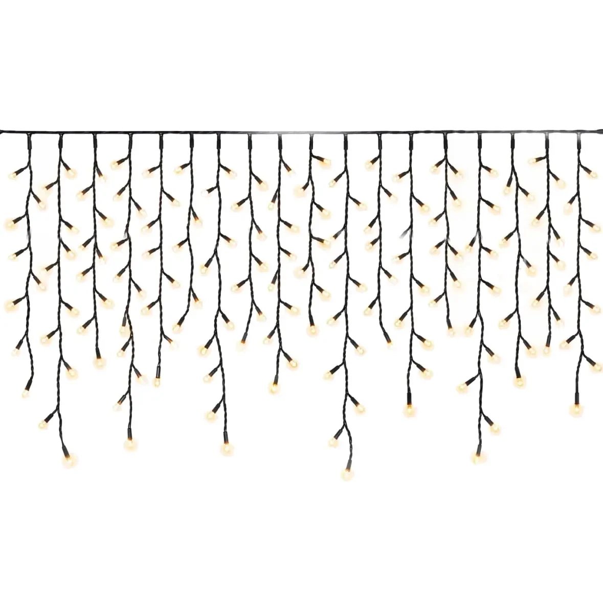 Easy Fix : guirlande lumineuse LED d'extérieur en forme de glaçons, 300 × 90 cm, blanc chaud, 174 LED, câble noir, IP67, rallonge