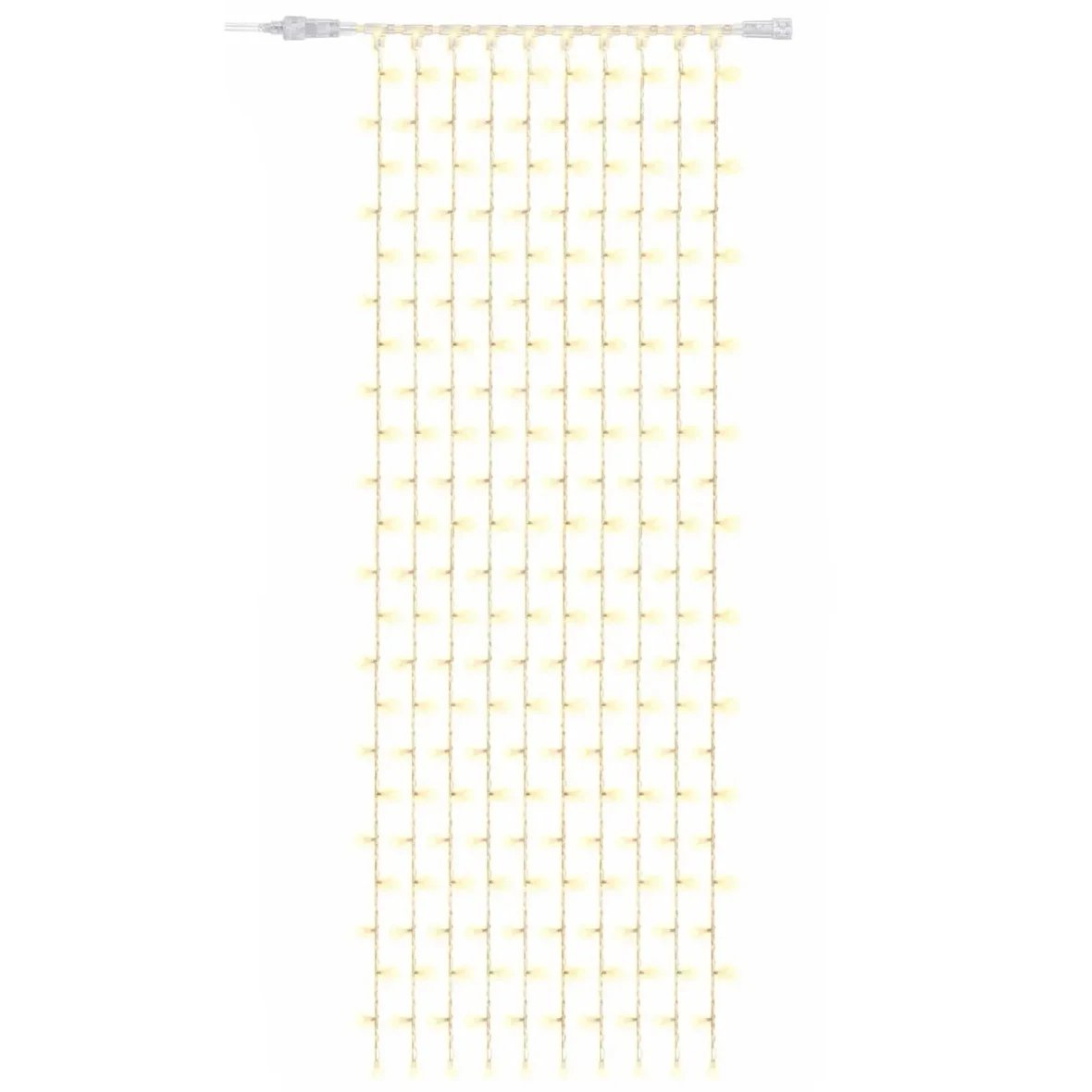 Guirlande lumineuse LED Easy Fix pour intérieur, 100 × 300 cm, blanc chaud, 300 LED, 10 rangées, câble transparent, IP20, rallonge