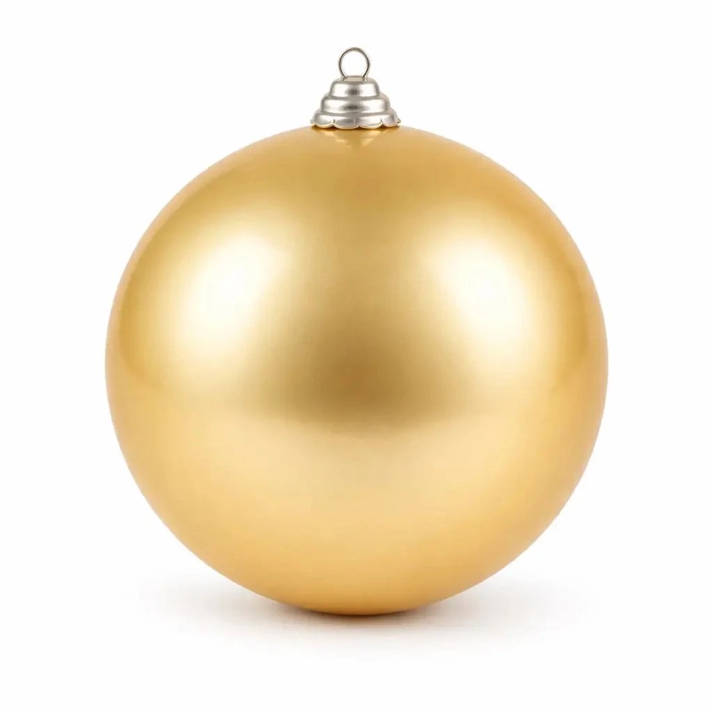 Production - Grande boule de Noël 20 cm en plastique Champagne mat
