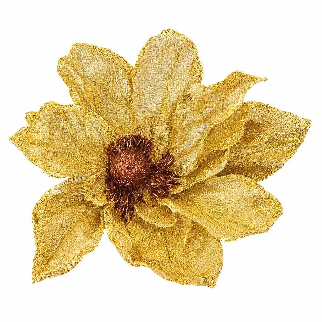 Décoration fleur artificielle avec pince, crème, 20 cm, tissu