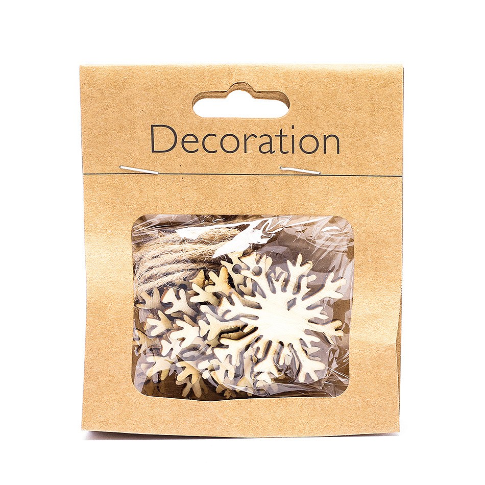 Petites décorations en bois flocons de neige 4,5 cm, paquet de 8