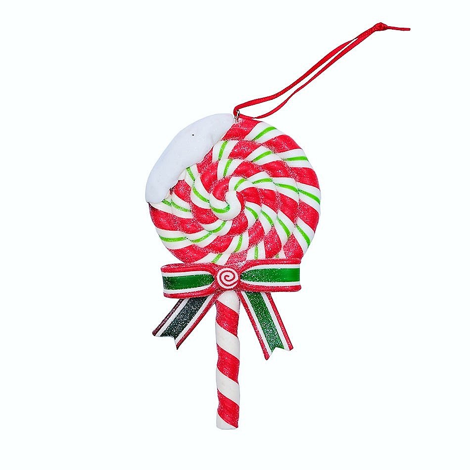 Décoration de Noël en forme de sucette, 7 × 13 cm, à suspendre, en plastique, rouge et blanc, IP44 pour l'extérieur