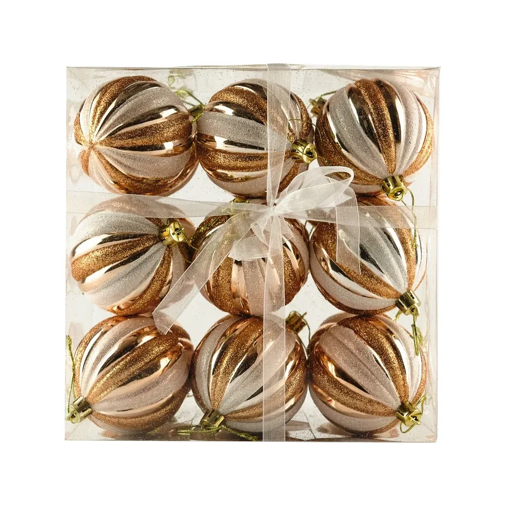 Production - Set de décorations de Noël champagne et blanc 7 cm flacon plastique, pack de 18 pcs