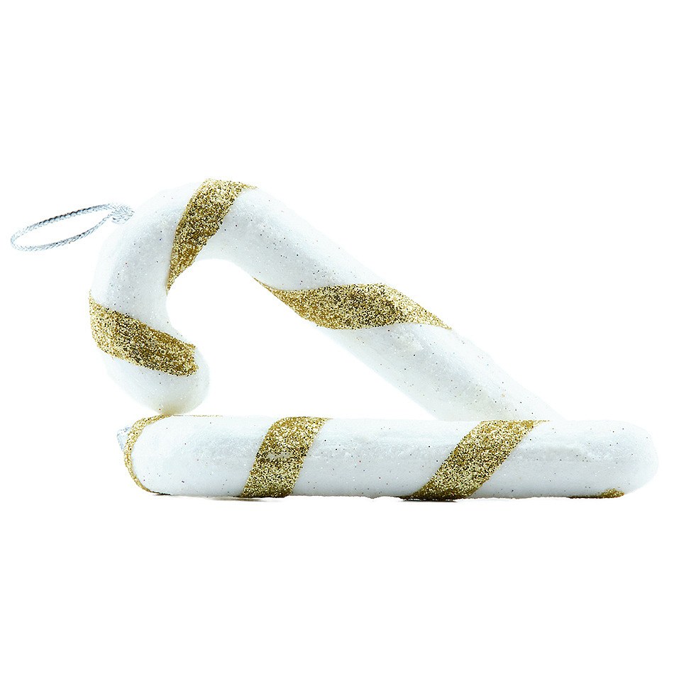 Télécharger Set d'ornements de Noël sucette béquille, 12 cm, or blanc, 10 pcs