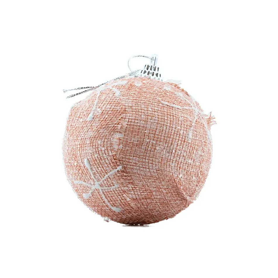 Ornement de Noël boule plastique rose 8 cm avec flocon de neige