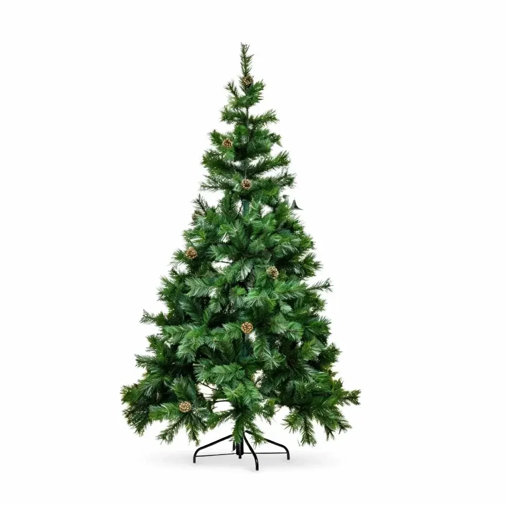 Arbre de Noël artificiel 180 × 120 cm, aiguilles de pin 2D, socle inclus