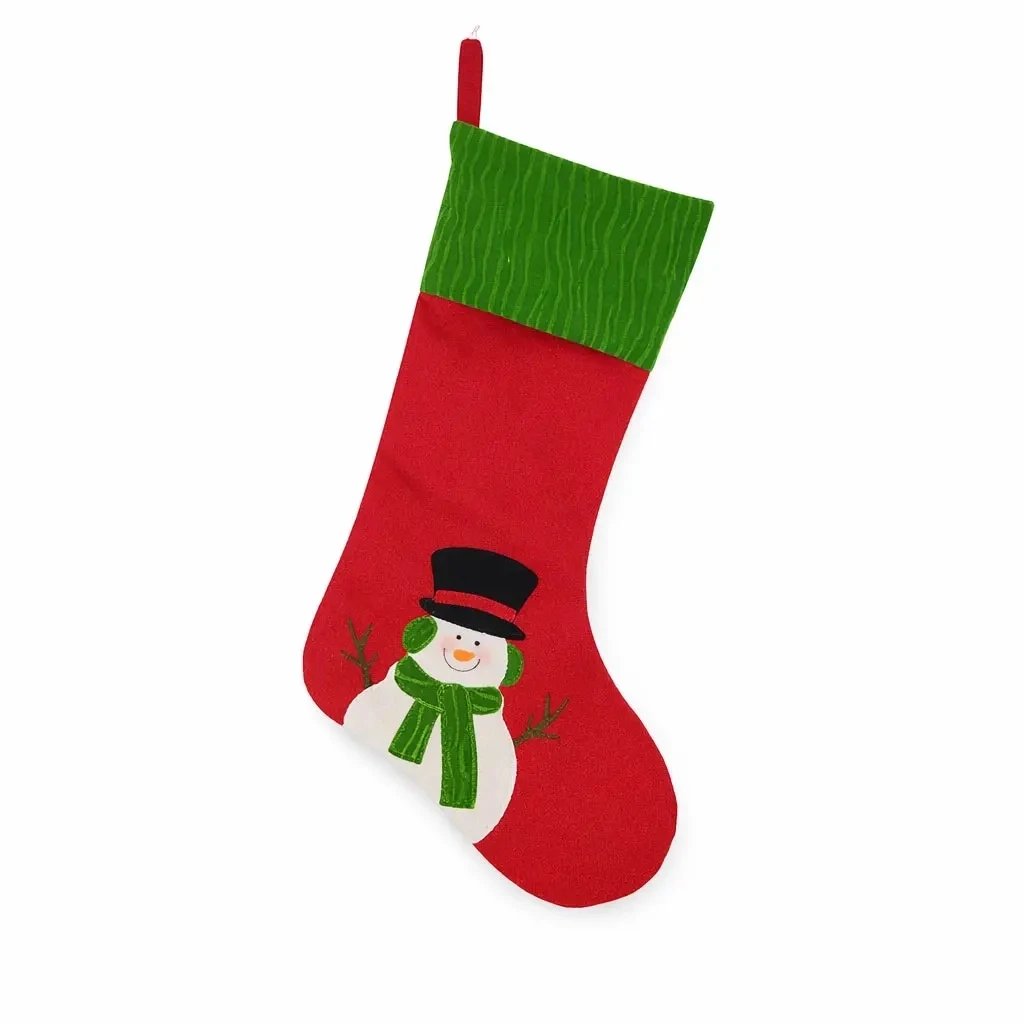 Bas de Noël avec bonhomme de neige, 50 cm, tissu, intérieur