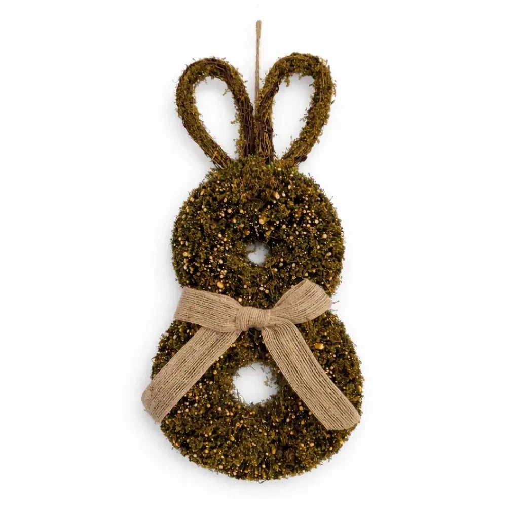Lièvre de Pâques, décoration à suspendre, 40 cm, osier, IP44 extérieur